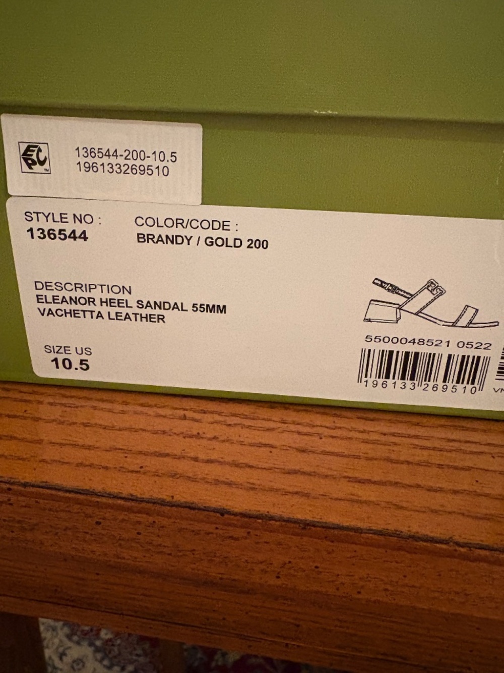 Tory Burch Eleanor Sandals in  Full Grain Vachetta Leather  10.5 M - Picture 9 of 12